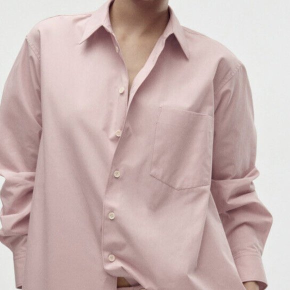 Zara Poplin Shirt Light Pink Sz M - Picture 2 of 12
